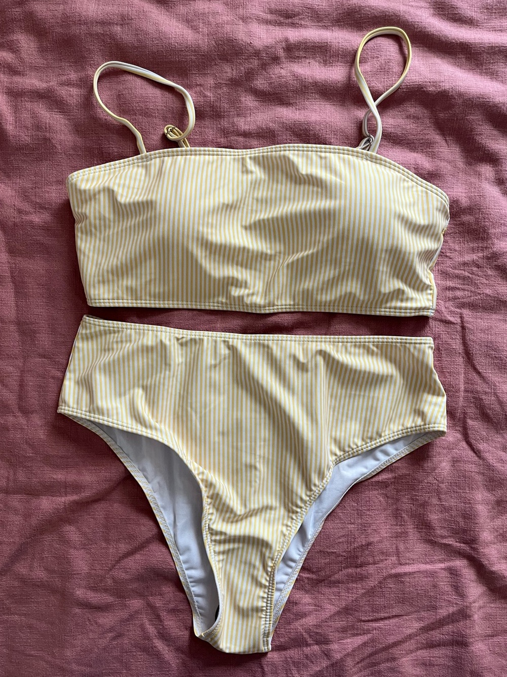 SHEIN Yellow Striped High Waist Bikini Set